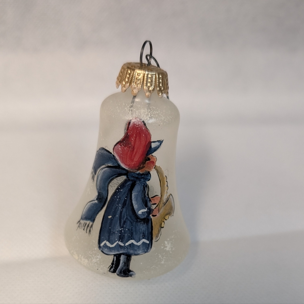 Vintage Hand-Painted Glass Bell Ornament